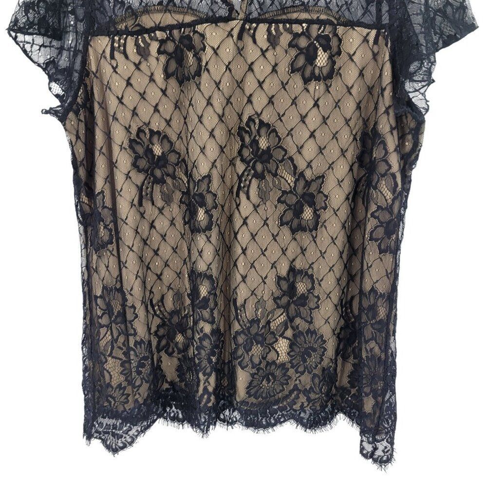 Blouse Womens Plus Sz 2X Black Lace Overlay Illusion Sweetheart Top Night Out - Picture 8 of 9